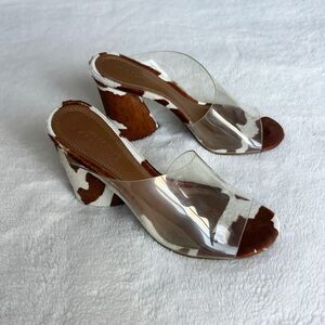 RARE Mercedes Castillo Kuri High  Mule Heels Size 7.5 Cow Hide